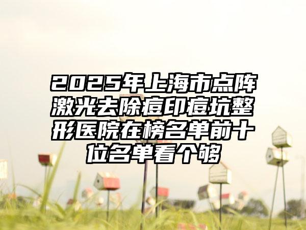 2025年上海市点阵激光去除痘印痘坑整形医院在榜名单前十位名单看个够