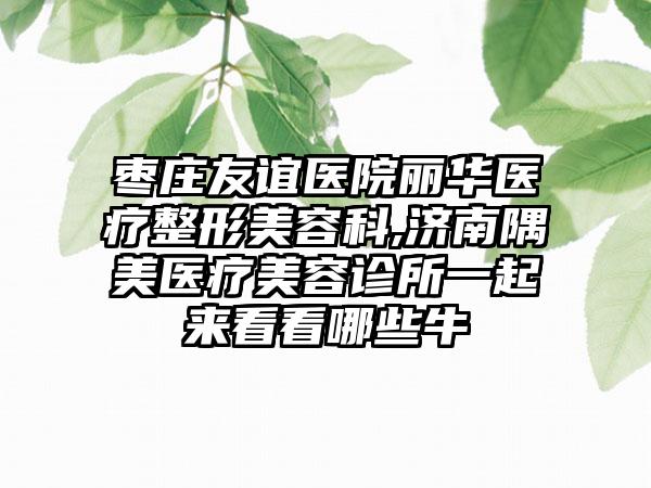 枣庄友谊医院丽华医疗整形美容科,济南隅美医疗美容诊所一起来看看哪些牛