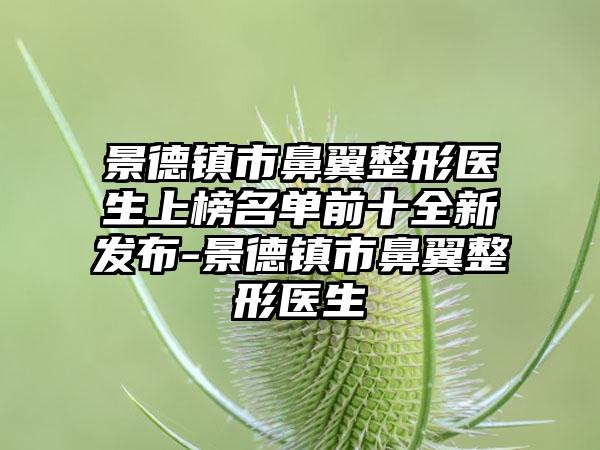 景德镇市鼻翼整形医生上榜名单前十全新发布-景德镇市鼻翼整形医生