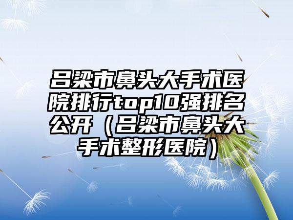 吕梁市鼻头大手术医院排行top10强排名公开（吕梁市鼻头大手术整形医院）