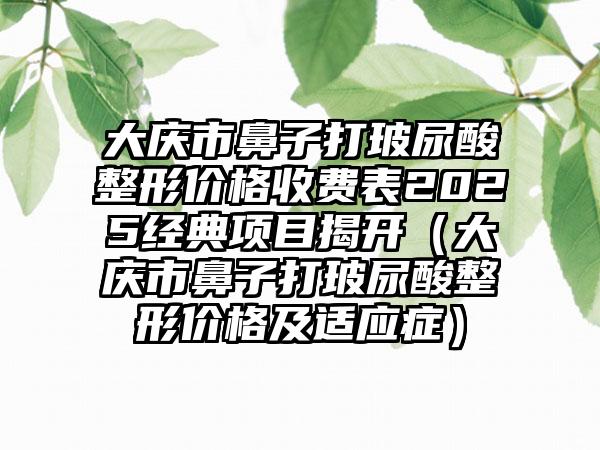 大庆市鼻子打玻尿酸整形价格收费表2025经典项目揭开（大庆市鼻子打玻尿酸整形价格及适应症）