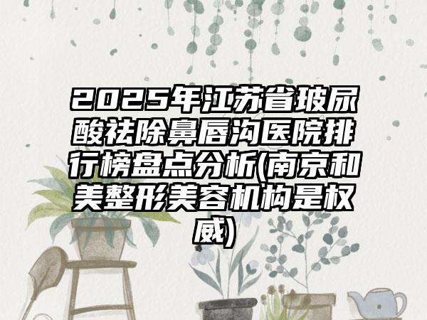 2025年江苏省玻尿酸祛除鼻唇沟医院排行榜盘点分析(南京和美整形美容机构是权威)