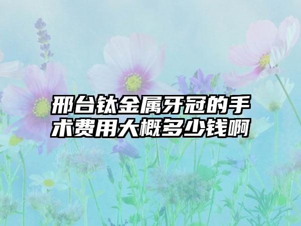 邢台钛金属牙冠的手术费用大概多少钱啊