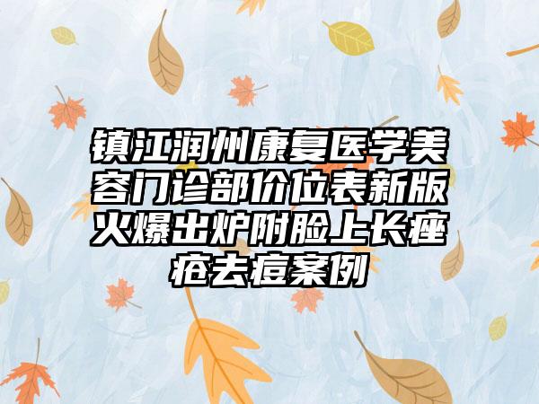 镇江润州康复医学美容门诊部价位表新版火爆出炉附脸上长痤疮去痘案例