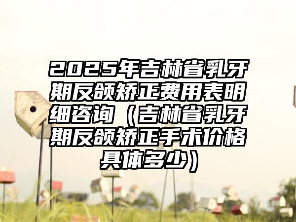 2025年吉林省乳牙期反颌矫正费用表明细咨询（吉林省乳牙期反颌矫正手术价格具体多少）