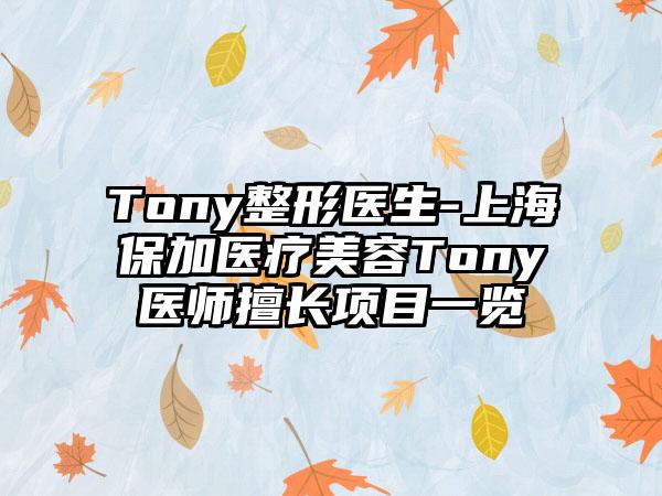 Tony整形医生-上海保加医疗美容Tony医师擅长项目一览