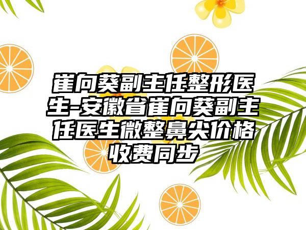 崔向葵副主任整形医生-安徽省崔向葵副主任医生微整鼻尖价格收费同步