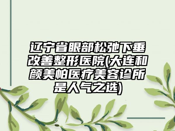 辽宁省眼部松弛下垂改善整形医院(大连和颜美帕医疗美容诊所是人气之选)