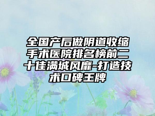 全国产后做阴道收缩手术医院排名榜前二十佳满城风靡-打造技术口碑王牌