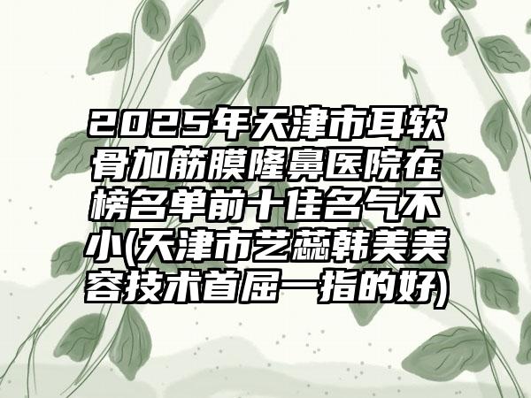 2025年天津市耳软骨加筋膜隆鼻医院在榜名单前十佳名气不小(天津市艺蕊韩美美容技术首屈一指的好)