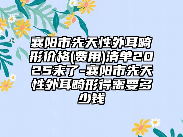 襄阳市先天性外耳畸形价格(费用)清单2025来了-襄阳市先天性外耳畸形得需要多少钱