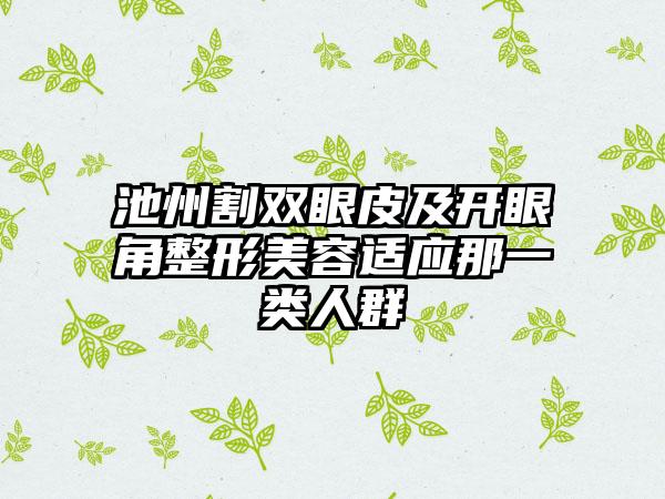 池州割双眼皮及开眼角整形美容适应那一类人群