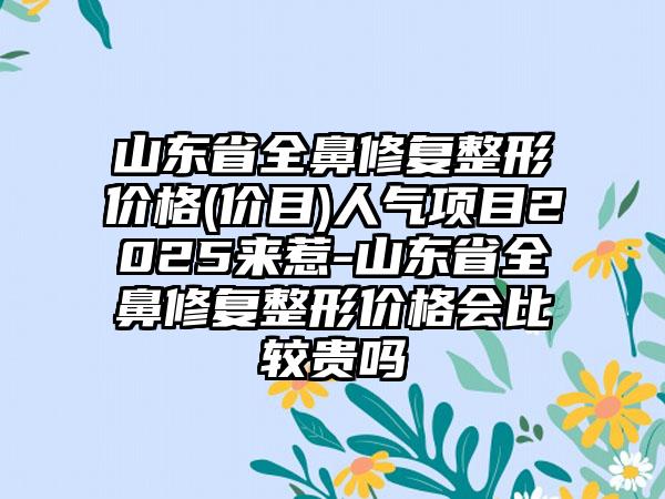 山东省全鼻修复整形价格(价目)人气项目2025来惹-山东省全鼻修复整形价格会比较贵吗