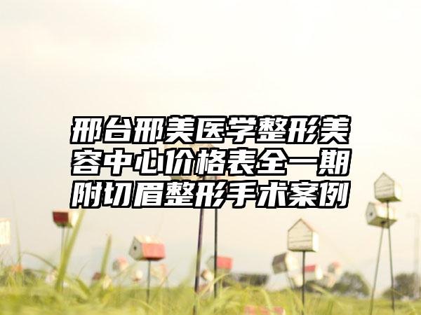 邢台邢美医学整形美容中心价格表全一期附切眉整形手术案例