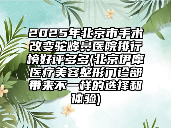 2025年北京市手术改变驼峰鼻医院排行榜好评多多(北京伊摩医疗美容整形门诊部带来不一样的选择和体验)