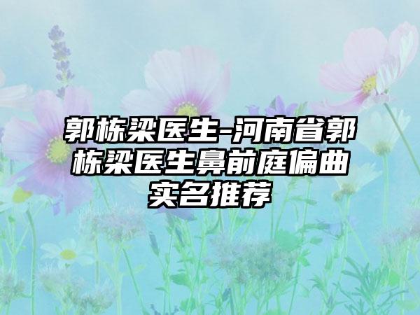 郭栋梁医生-河南省郭栋梁医生鼻前庭偏曲实名推荐