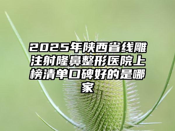 2025年陕西省线雕注射隆鼻整形医院上榜清单口碑好的是哪家