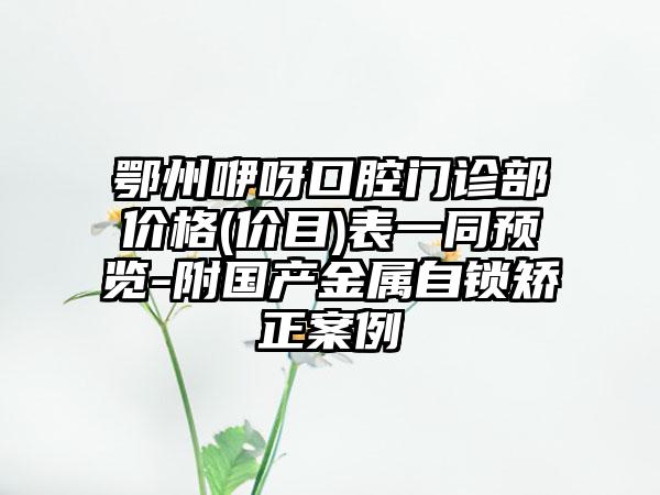 鄂州咿呀口腔门诊部价格(价目)表一同预览-附国产金属自锁矫正案例