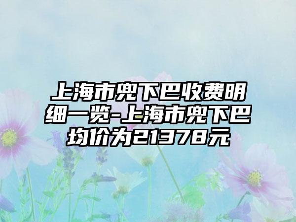 上海市兜下巴收费明细一览-上海市兜下巴均价为21378元