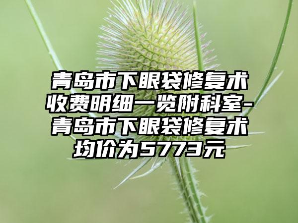 青岛市下眼袋修复术收费明细一览附科室-青岛市下眼袋修复术均价为5773元