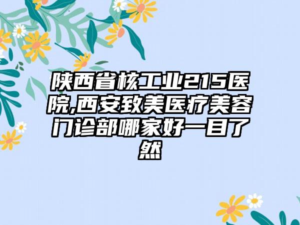 陕西省核工业215医院,西安致美医疗美容门诊部哪家好一目了然