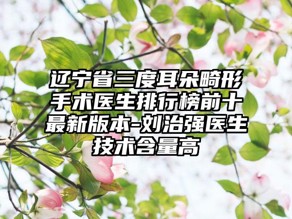 辽宁省三度耳朵畸形手术医生排行榜前十最新版本-刘治强医生技术含量高