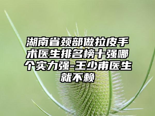 湖南省颈部做拉皮手术医生排名榜十强哪个实力强-王少甫医生就不赖