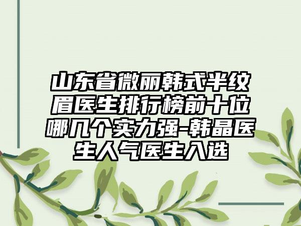 山东省微丽韩式半纹眉医生排行榜前十位哪几个实力强-韩晶医生人气医生入选