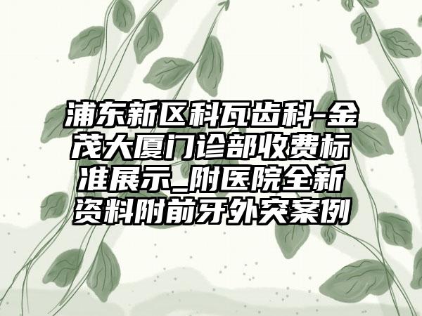 浦东新区科瓦齿科-金茂大厦门诊部收费标准展示_附医院全新资料附前牙外突案例