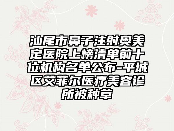 汕尾市鼻子注射奥美定医院上榜清单前十位机构名单公布-平城区艾菲尔医疗美容诊所被种草