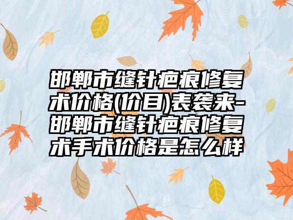 邯郸市缝针疤痕修复术价格(价目)表袭来-邯郸市缝针疤痕修复术手术价格是怎么样