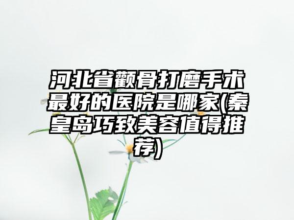 河北省颧骨打磨手术最好的医院是哪家(秦皇岛巧致美容值得推荐)