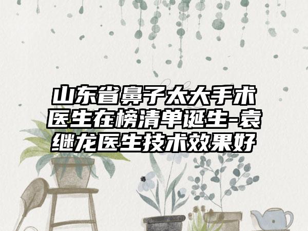 山东省鼻子太大手术医生在榜清单诞生-袁继龙医生技术效果好