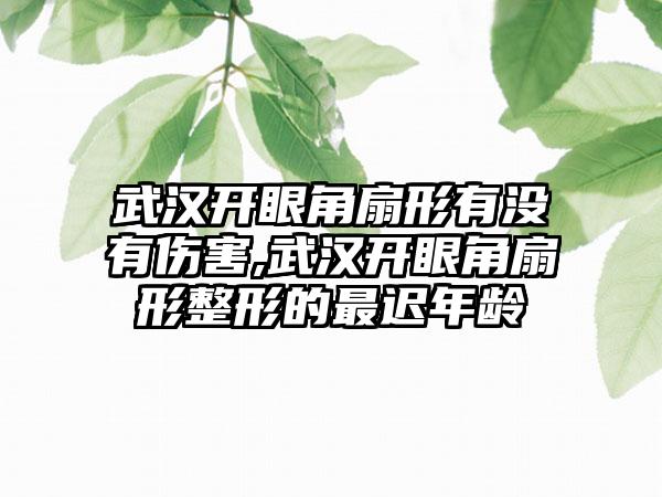 武汉开眼角扇形有没有伤害,武汉开眼角扇形整形的最迟年龄