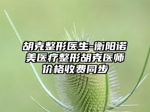 胡克整形医生-衡阳诺美医疗整形胡克医师价格收费同步