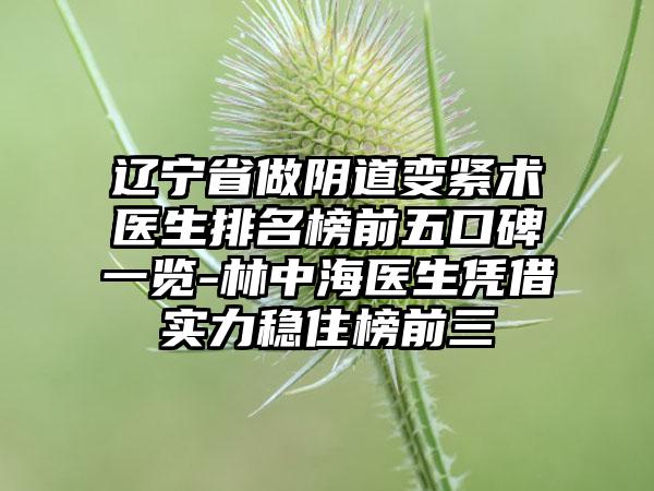 辽宁省做阴道变紧术医生排名榜前五口碑一览-林中海医生凭借实力稳住榜前三