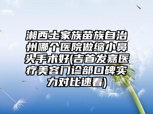 湘西土家族苗族自治州哪个医院做缩小鼻头手术好(吉首发嘉医疗美容门诊部口碑实力对比速看)