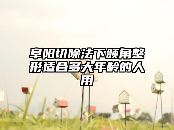 阜阳切除法下颌角整形适合多大年龄的人用