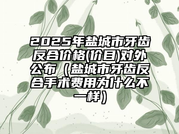 2025年盐城市牙齿反合价格(价目)对外公布（盐城市牙齿反合手术费用为什么不一样）