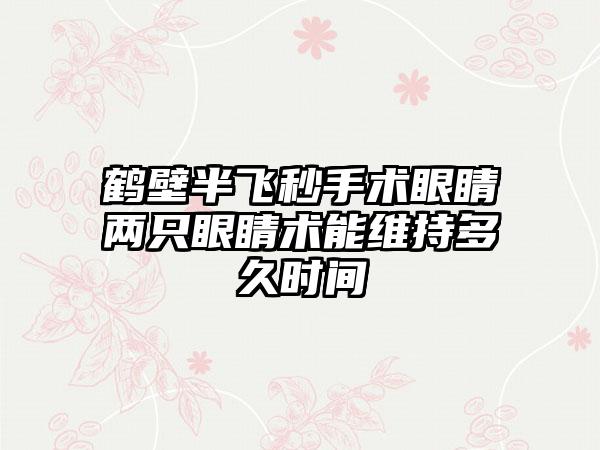 鹤壁半飞秒手术眼睛两只眼睛术能维持多久时间