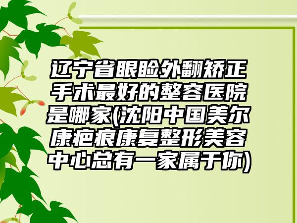 辽宁省眼睑外翻矫正手术最好的整容医院是哪家(沈阳中国美尔康疤痕康复整形美容中心总有一家属于你)