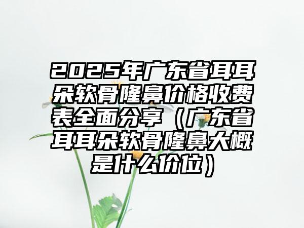 2025年广东省耳耳朵软骨隆鼻价格收费表全面分享（广东省耳耳朵软骨隆鼻大概是什么价位）